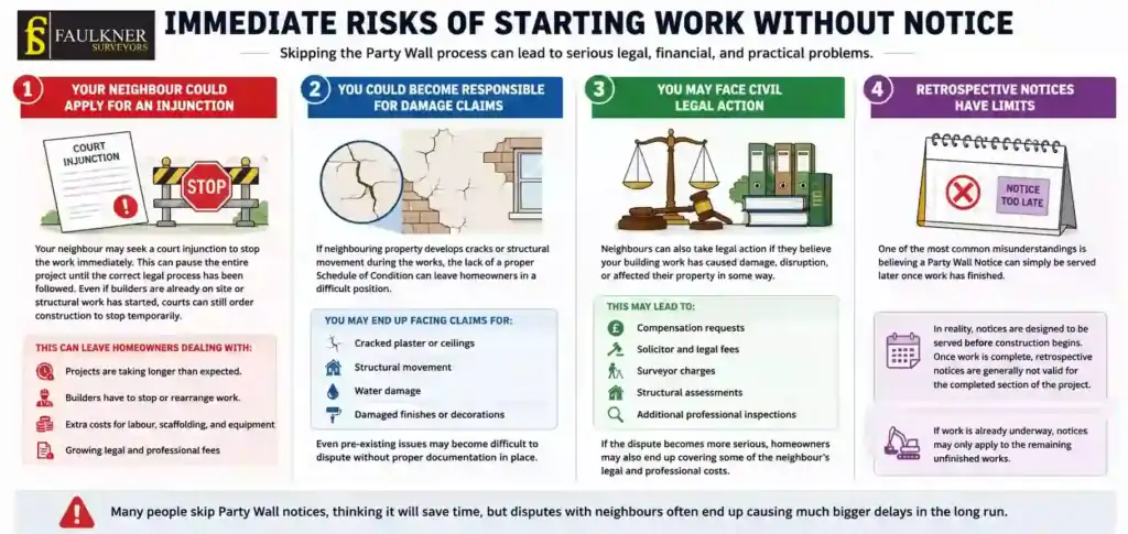 What Happens If You Start Work Without a Party Wall Notice? 1 Immediate Risks of Starting Work Without Party Wall Notice Reading